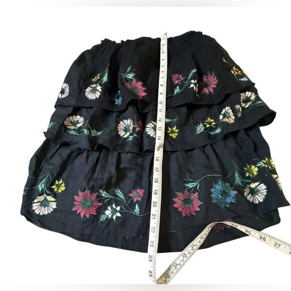 Red Carter Women Skirts Boho Black Tiered Embroidered Floral Skirt XS NWT - Picture 6 of 7